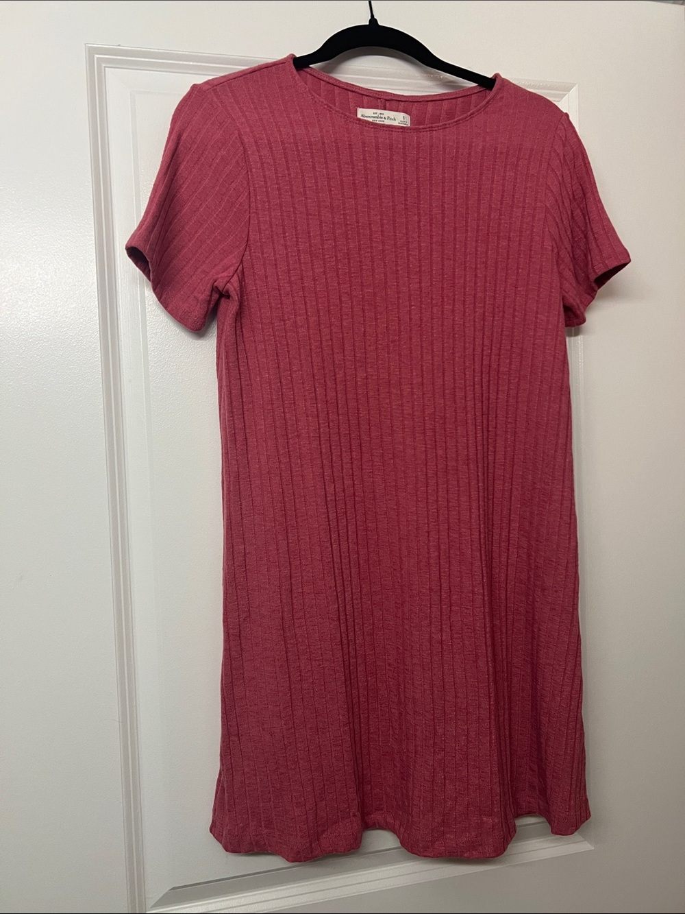 Abercrombie & Fitch Ribbed Short Sleeve Mini Dress - Rose